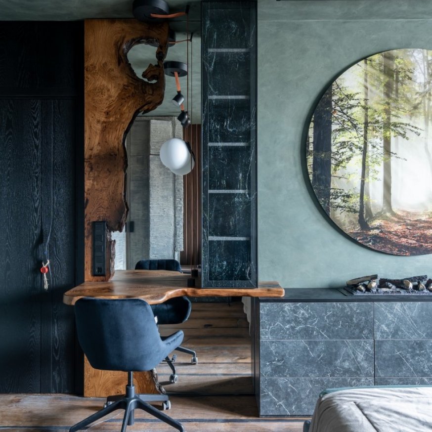 «Утро в сосновом лесу — спальня-кабинет»